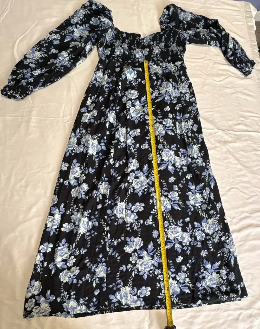 Free People Jaymes Floral Print Smocked Long Sleeve Midi Dress